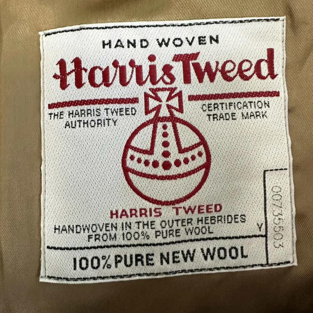 Harris Tweed Two Button Suit Jacket Notch Lapel Pockets Lined Brown 42 Regular
